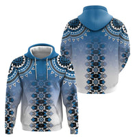 New Zealand Zip Hoodie Poutama Mix Blue Taniko Inspired Art LT05 - Polynesian Pride