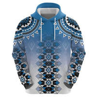 New Zealand Zip Hoodie Poutama Mix Blue Taniko Inspired Art LT05 - Polynesian Pride