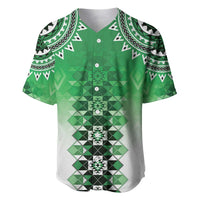 New Zealand Baseball Jersey Poutama Mix Green Taniko Inspired Art LT05