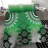 New Zealand Bedding Set Poutama Mix Green Taniko Inspired Art LT05