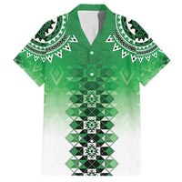 New Zealand Family Matching Puletasi and Hawaiian Shirt Poutama Mix Green Taniko Inspired Art LT05