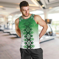 New Zealand Men Tank Top Poutama Mix Green Taniko Inspired Art LT05