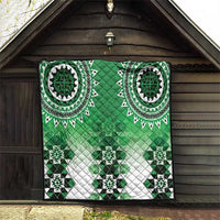 New Zealand Quilt Poutama Mix Green Taniko Inspired Art LT05