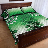 New Zealand Quilt Bed Set Poutama Mix Green Taniko Inspired Art LT05