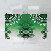 New Zealand Tablecloth Poutama Mix Green Taniko Inspired Art LT05
