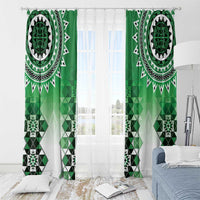 New Zealand Window Curtain Poutama Mix Green Taniko Inspired Art LT05