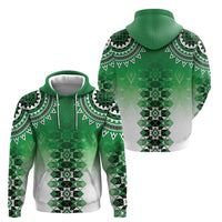 New Zealand Zip Hoodie Poutama Mix Green Taniko Inspired Art LT05 - Polynesian Pride