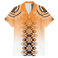 New Zealand Family Matching Long Sleeve Bodycon Dress and Hawaiian Shirt Poutama Mix Orange Taniko Inspired Art LT05