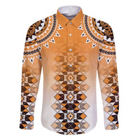 New Zealand Family Matching Off Shoulder Short Dress and Hawaiian Shirt Poutama Mix Orange Taniko Inspired Art LT05