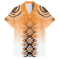 New Zealand Family Matching Tank Maxi Dress and Hawaiian Shirt Poutama Mix Orange Taniko Inspired Art LT05