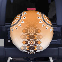 New Zealand Spare Tire Cover Poutama Mix Orange Taniko Inspired Art LT05