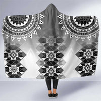 New Zealand Hooded Blanket Poutama Mix Gray Taniko Inspired Art LT05