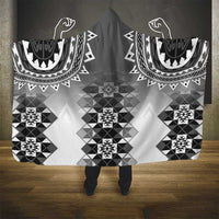 New Zealand Hooded Blanket Poutama Mix Gray Taniko Inspired Art LT05