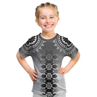 New Zealand Kid T Shirt Poutama Mix Gray Taniko Inspired Art LT05