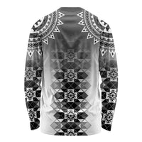 New Zealand Long Sleeve Shirt Poutama Mix Gray Taniko Inspired Art LT05