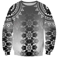 New Zealand Sweatshirt Poutama Mix Gray Taniko Inspired Art LT05