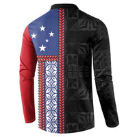 Samoa Flag Button Sweatshirt Ula Fala With Samoan Siapo - Polynesian Pride