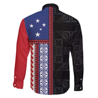 Samoa Flag Family Matching Long Sleeve Bodycon Dress and Hawaiian Shirt Ula Fala With Samoan Siapo - Polynesian Pride
