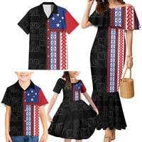 Samoa Flag Family Matching Mermaid Dress and Hawaiian Shirt Ula Fala With Samoan Siapo - Polynesian Pride
