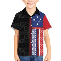 Samoa Flag Family Matching Short Sleeve Bodycon Dress and Hawaiian Shirt Ula Fala With Samoan Siapo - Polynesian Pride