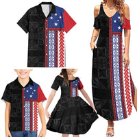 Samoa Flag Family Matching Summer Maxi Dress and Hawaiian Shirt Ula Fala With Samoan Siapo - Polynesian Pride