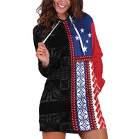 Samoa Flag Hoodie Dress Ula Fala With Samoan Siapo - Polynesian Pride