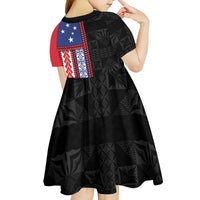 Samoa Flag Kid Short Sleeve Dress Ula Fala With Samoan Siapo - Polynesian Pride