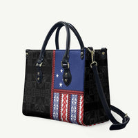 Samoa Flag Leather Bag Ula Fala With Samoan Siapo - Polynesian Pride