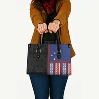 Samoa Flag Leather Bag Ula Fala With Samoan Siapo - Polynesian Pride