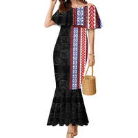 Samoa Flag Mermaid Dress Ula Fala With Samoan Siapo - Polynesian Pride