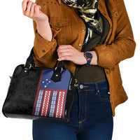 Samoa Flag Shoulder Handbag Ula Fala With Samoan Siapo - Polynesian Pride