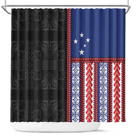 Samoa Flag Shower Curtain Ula Fala With Samoan Siapo - Polynesian Pride