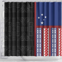 Samoa Flag Shower Curtain Ula Fala With Samoan Siapo - Polynesian Pride