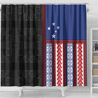 Samoa Flag Shower Curtain Ula Fala With Samoan Siapo - Polynesian Pride