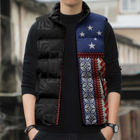 Samoa Flag Sleeveless Puffer Jacket Ula Fala With Samoan Siapo - Polynesian Pride