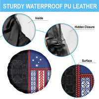 Samoa Flag Spare Tire Cover Ula Fala With Samoan Siapo - Polynesian Pride