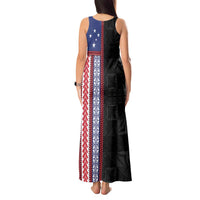 Samoa Flag Tank Maxi Dress Ula Fala With Samoan Siapo - Polynesian Pride