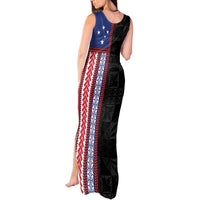 Samoa Flag Tank Maxi Dress Ula Fala With Samoan Siapo - Polynesian Pride