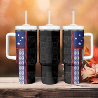Samoa Flag Tumbler With Handle Ula Fala With Samoan Siapo - Polynesian Pride