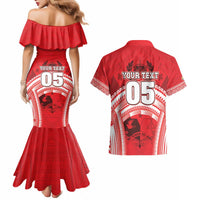 Custom Tonga Rugby Mate Ma'a Couples Matching Mermaid Dress and Hawaiian Shirt Tongan Pride Unique Style - Polynesian Pride