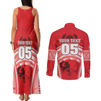 Custom Tonga Rugby Mate Ma'a Couples Matching Tank Maxi Dress and Long Sleeve Button Shirt Tongan Pride Unique Style - Polynesian Pride