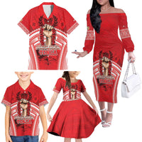 Custom Tonga Rugby Mate Ma'a Family Matching Off The Shoulder Long Sleeve Dress and Hawaiian Shirt Tongan Pride Unique Style - Polynesian Pride