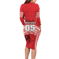 Custom Tonga Rugby Mate Ma'a Long Sleeve Bodycon Dress Tongan Pride Unique Style - Polynesian Pride