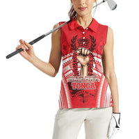 Custom Tonga Rugby Mate Ma'a Women Sleeveless Polo Shirt Tongan Pride Unique Style - Polynesian Pride