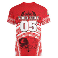 Custom Tonga Rugby Mate Ma'a Women V-Neck T-Shirt Tongan Pride Unique Style - Polynesian Pride