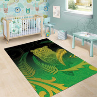 New Zealand Aotearoa Ruru Area Rug Maori Fern Art Green