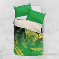 New Zealand Aotearoa Ruru Bedding Set Maori Fern Art Green
