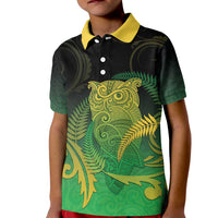 New Zealand Aotearoa Ruru Kid Polo Shirt Maori Fern Art Green
