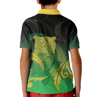 New Zealand Aotearoa Ruru Kid Polo Shirt Maori Fern Art Green