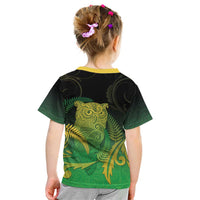 New Zealand Aotearoa Ruru Kid T Shirt Maori Fern Art Green